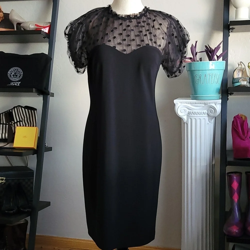 MIGNON black cocktail sheath dress vintage - Picture 11 of 12